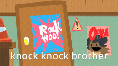 A Door With A Poster That Says Rock Woo GIF