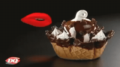 A Dq Logo Is On A Black Background Next To An Ice Cream Cone GIF