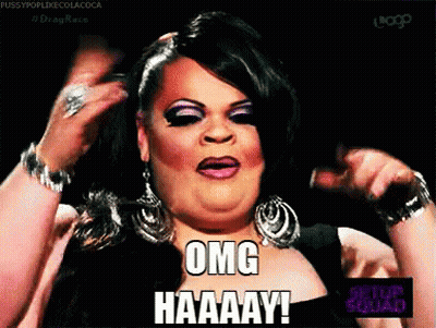 A Drag Queen Is Making A Funny Face And Says Omg Haaaay GIF