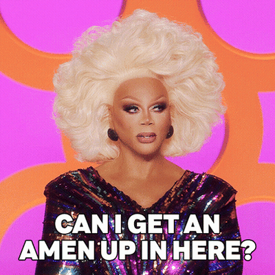A Drag Queen Says " Can I Get An Amen Up In Here ? " GIF