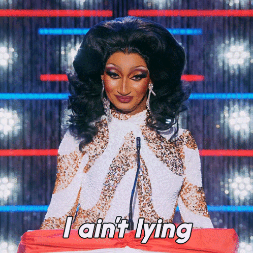 Drag Queen At Podium Saying I Ain't Lying GIF