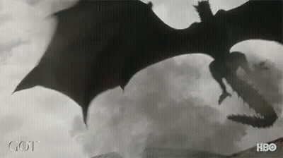 A Dragon Is Flying In The Sky With The Word Got On The Bottom GIF