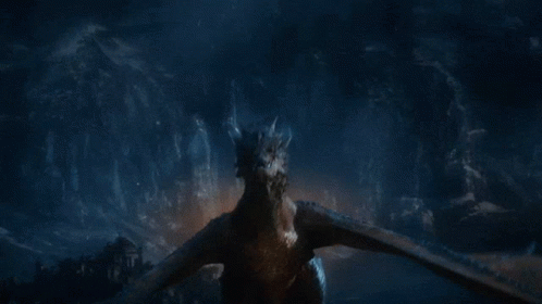 A Dragon Is Flying Through A Cloudy Sky And The Word Am Is On The Bottom Right GIF