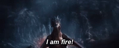 A Dragon Is Flying Through The Air And Saying `` I Am Fire ! '' GIF