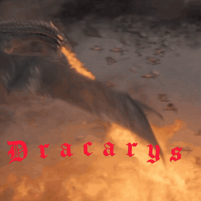 A Dragon With Flames Coming Out Of Its Mouth And The Word Dracarys In Red GIF