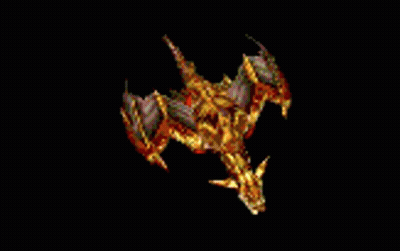 A Dragon With Wings And Horns Is Flying In The Air On A Black Background . GIF