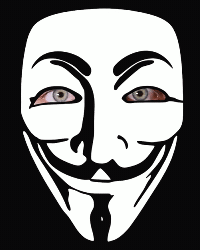 A Drawing Of A Anonymous Mask With A Wink On His Face GIF