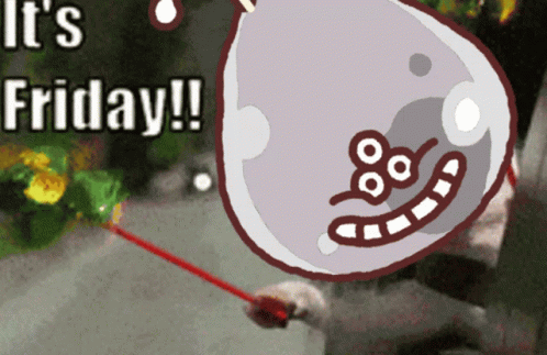 A Drawing Of A Balloon With The Words It 'S Friday GIF