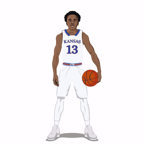 A Drawing Of A Basketball Player For Kansas GIF