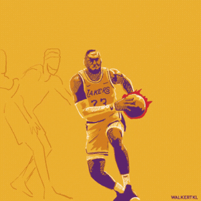 A Drawing Of A Basketball Player For The Lakers GIF