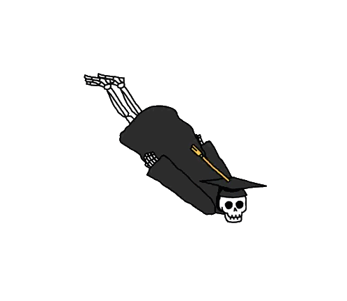 A Drawing Of A Bat Wearing A Graduation Cap Sticker