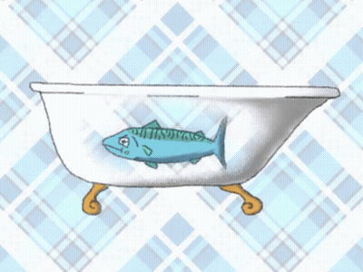 A Drawing Of A Bathtub With A Fish Inside Of It GIF