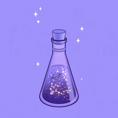 A Drawing Of A Beaker With Planets In It GIF