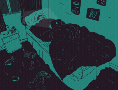 A Drawing Of A Bedroom With A Sign That Says We Are Tigerz GIF
