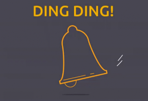 A Drawing Of A Bell With The Words " Ding Ding " Below It GIF