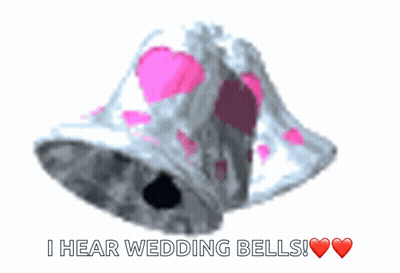 A Drawing Of A Bell With The Words I Hear Wedding Bells GIF