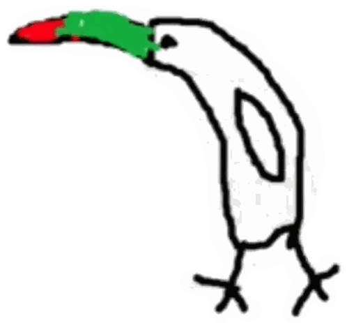 A Drawing Of A Bird With A Green Beak And A Red Beak Sticker