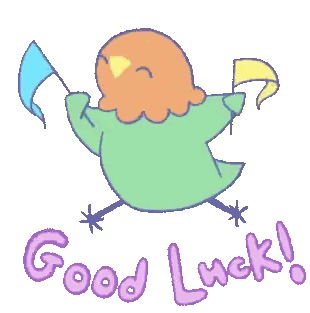 A Drawing Of A Bird With Flags And The Words Good Luck Sticker