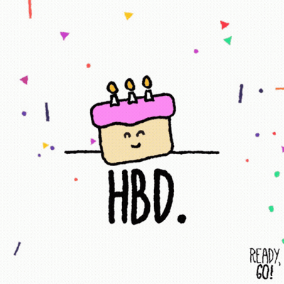 A Drawing Of A Birthday Cake With Candles And The Words Hbd GIF