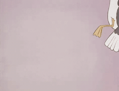 A Drawing Of A Black And White Bird With Its Wings Spread GIF