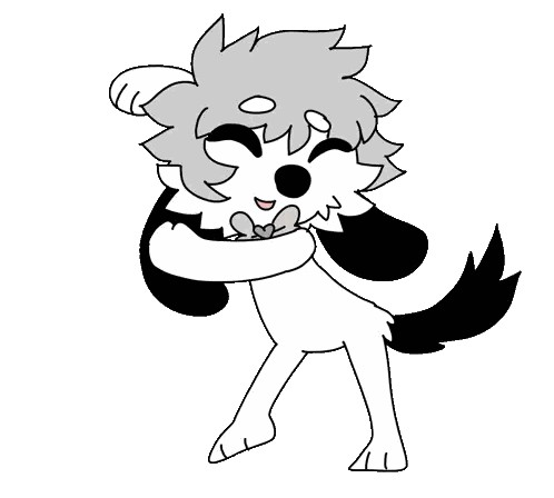 A Drawing Of A Black And White Dog With A Bow Tie Sticker