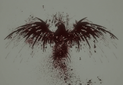 A Drawing Of A Black Bird With The Words Serve Protect Execute Below It GIF