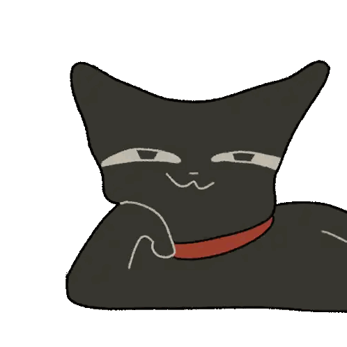 A Drawing Of A Black Cat With A Red Collar And A Star Sticker