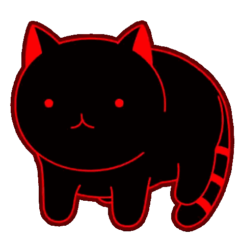 A Drawing Of A Black Cat With Yellow Ears Sticker