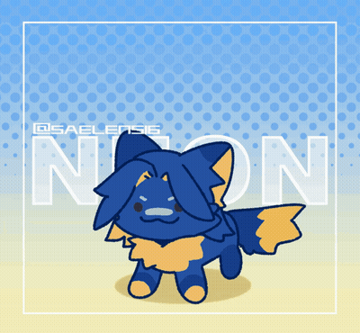 A Drawing Of A Blue And Orange Animal With The Letters N On It GIF