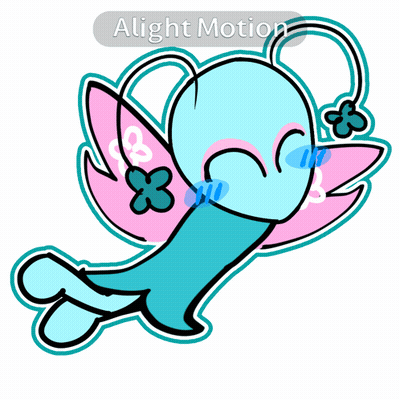 A Drawing Of A Blue And Pink Butterfly With The Words Alight Motion Above It GIF