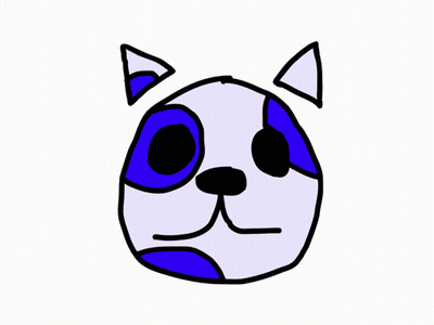 A Drawing Of A Blue And White Dog With A Smile On Its Face GIF