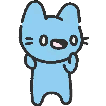 A Drawing Of A Blue Cat With A Pink Nose And Ears Sticker