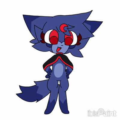 A Drawing Of A Blue Cat With Red Eyes And The Word Ibis Paint Below It GIF