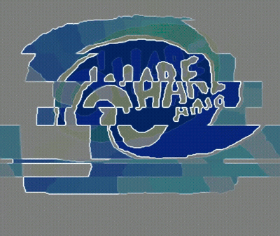 A Drawing Of A Blue Circle With The Words " I 'M A Robot " On It GIF