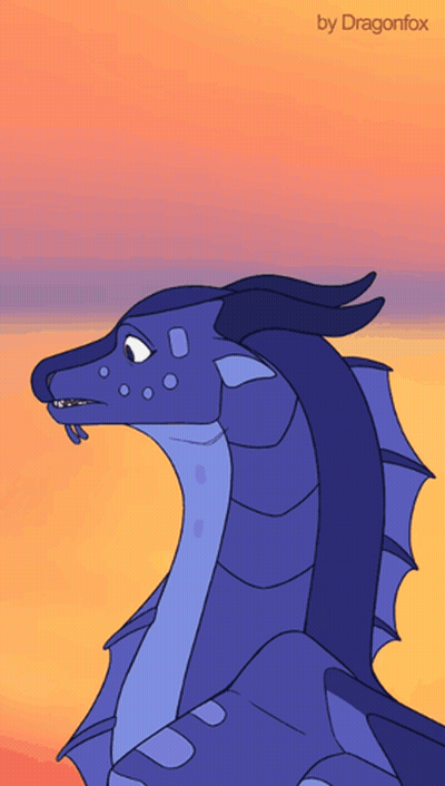 A Drawing Of A Blue Dragon With The Name Dragonfox At The Bottom GIF