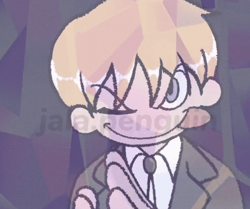 A Drawing Of A Boy In A Suit And Tie With The Word Jalapeno In The Background GIF