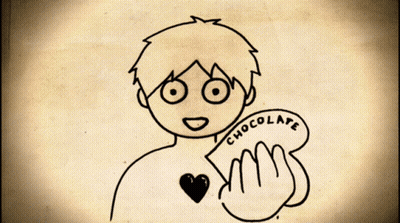 A Drawing Of A Boy With A Balloon That Says Tnx Friend On It GIF