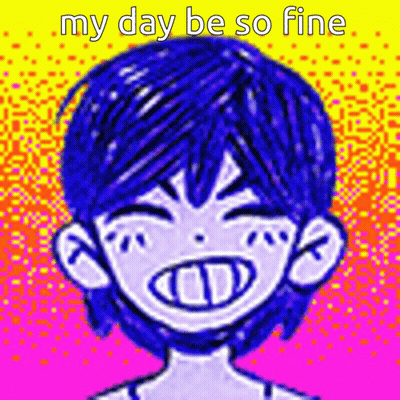 A Drawing Of A Boy With Blue Hair And The Words `` My Day Be So Fine '' GIF
