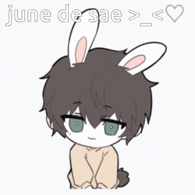 A Drawing Of A Boy With Bunny Ears Says June De Sae GIF