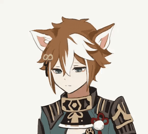 A Drawing Of A Boy With Cat Ears On His Head . GIF