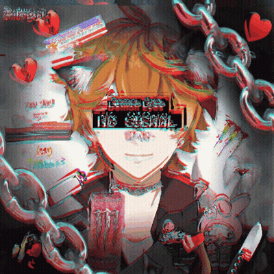 A Drawing Of A Boy With Chains Around His Head And The Words " No Signal " On The Screen GIF