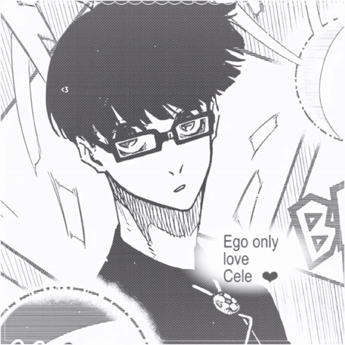 A Drawing Of A Boy With Glasses And The Words Ego Only Love Cele On The Bottom GIF