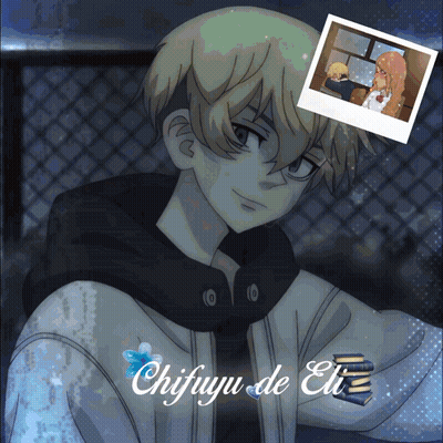 A Drawing Of A Boy With The Name Chifuyu De Eli On It GIF