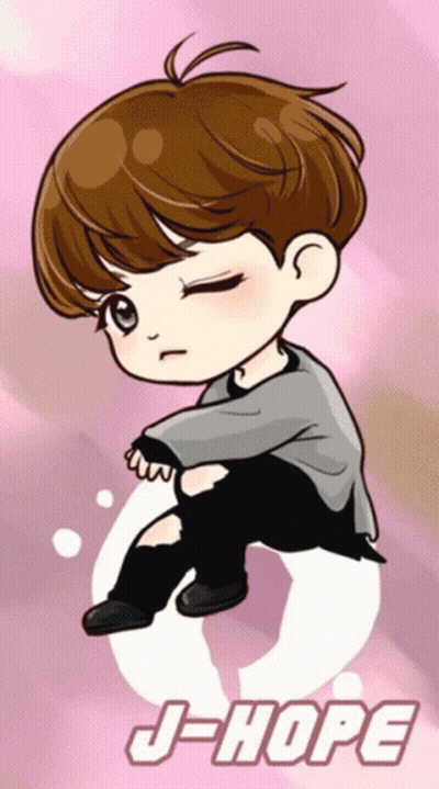 A Drawing Of A Boy With The Name J-Hope On The Bottom GIF