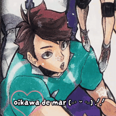 A Drawing Of A Boy With The Name Oikawa De Mar Written On It GIF