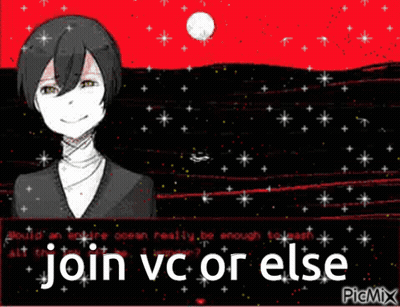 A Drawing Of A Boy With The Words " Join Vc Or Else " On The Bottom GIF