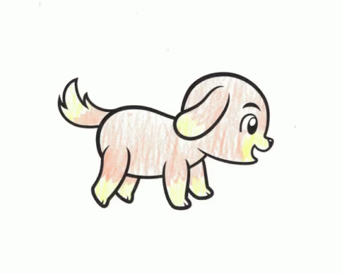 A Drawing Of A Brown And Black Dog With A White Background GIF