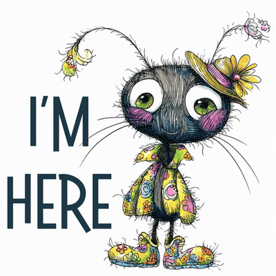 A Drawing Of A Bug With The Words I 'M Here GIF