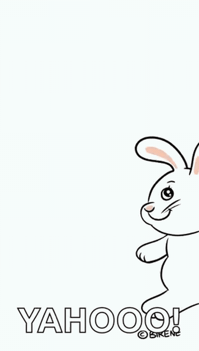 A Drawing Of A Bunny Rabbit With The Words Yahoo Written Below It GIF