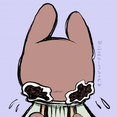 A Drawing Of A Bunny With A Purple Background And The Name Noea-Mono GIF